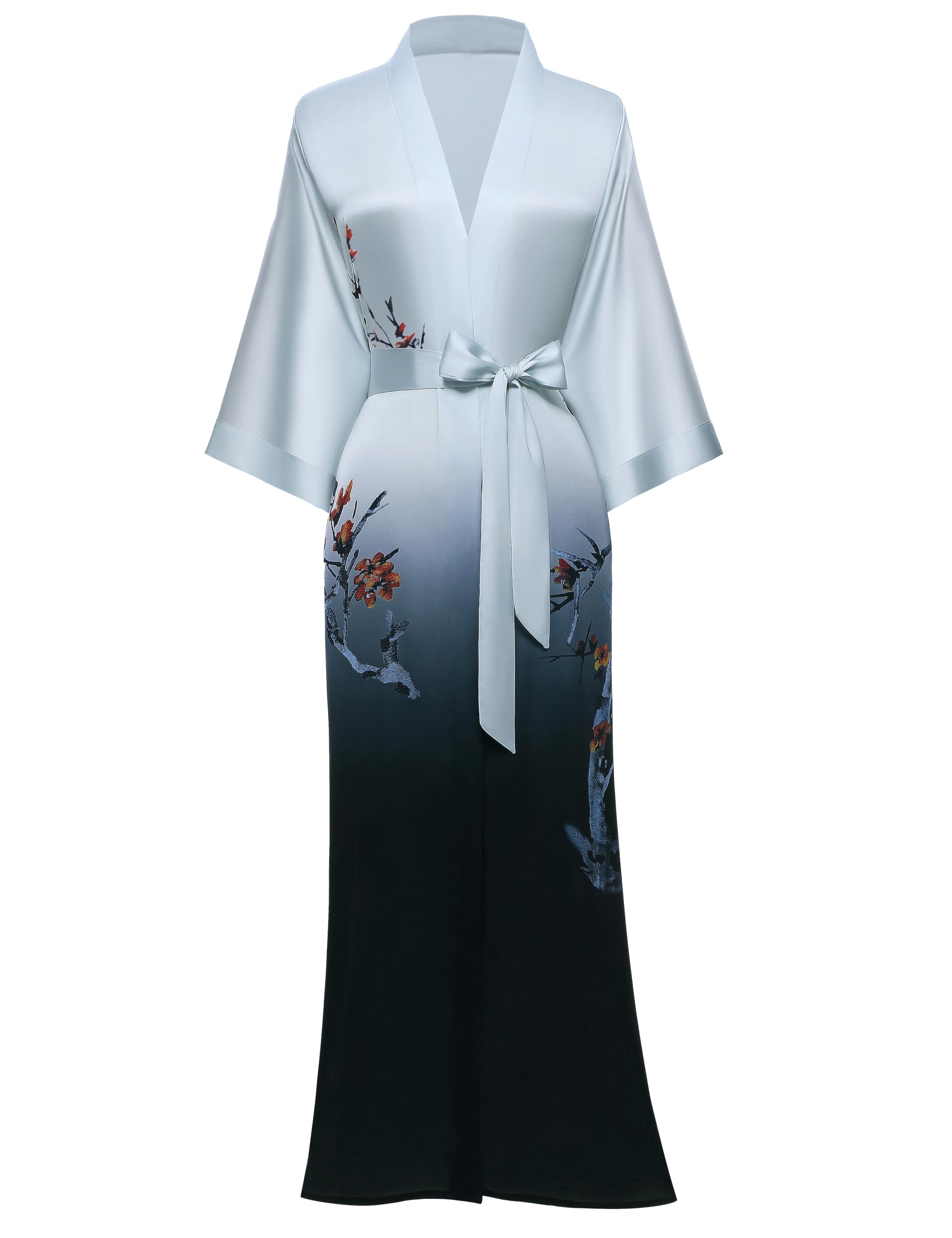 PRODESIGN Kimono Robe for Women - Long Satin Sleepwear Silky Kimono Cover-Up Nightgown Japanese Bathrobe Loungewear Blouse