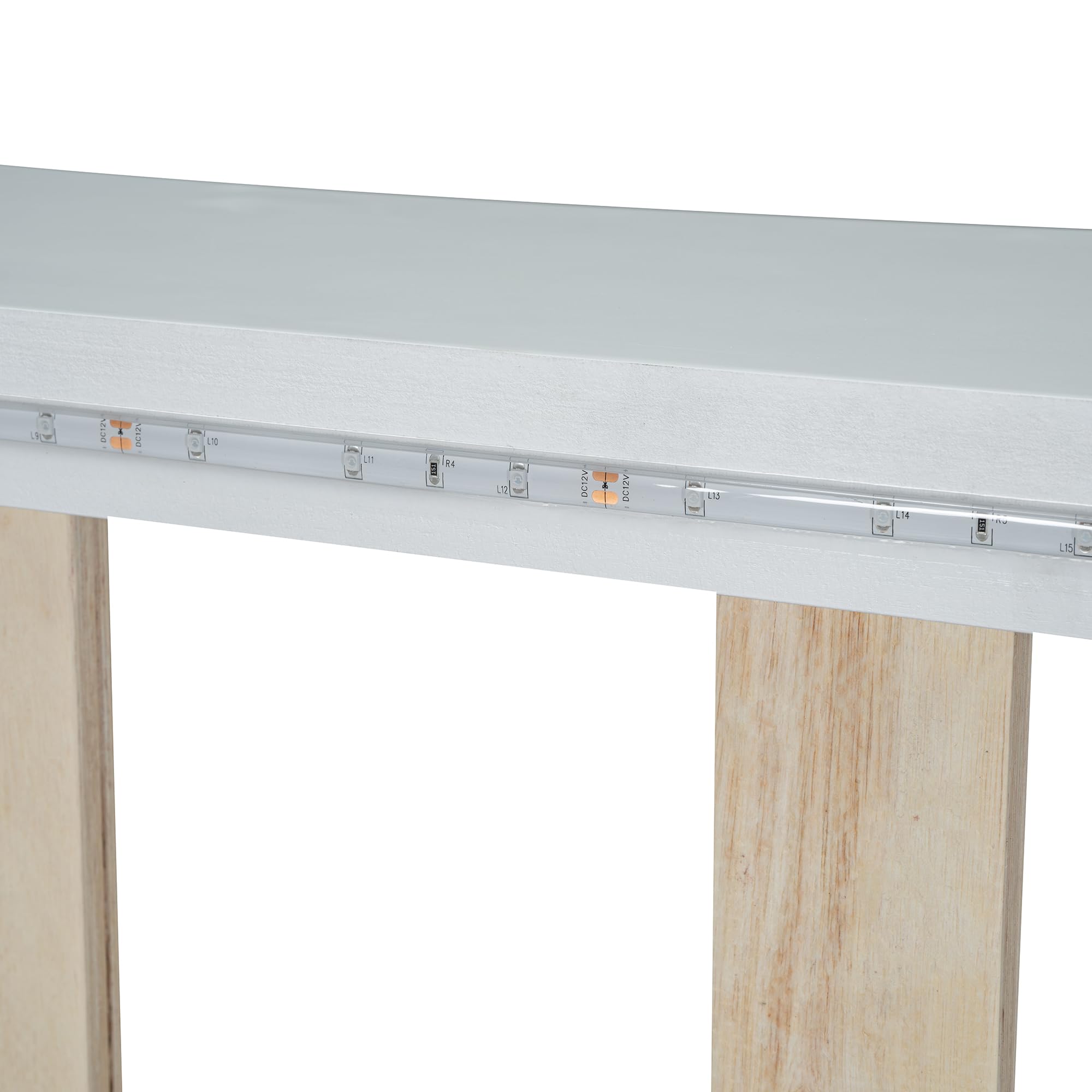 Merax Twin Size racerbilseng med LED og polstret rygstøtte hovedgærde, PU bilformet platformsseng med hjul og beskyttelsesgelændere, trælamelstøtte, ingen boxmadras nødvendig