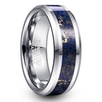 Vakki 8mm Tungsten Wedding Ring for Women Natural Abalone Shell/Mother of Pearl/Lapis Lazuli Inlay Promise Ring Beveled Edge Comfort Fit Size 6-14
