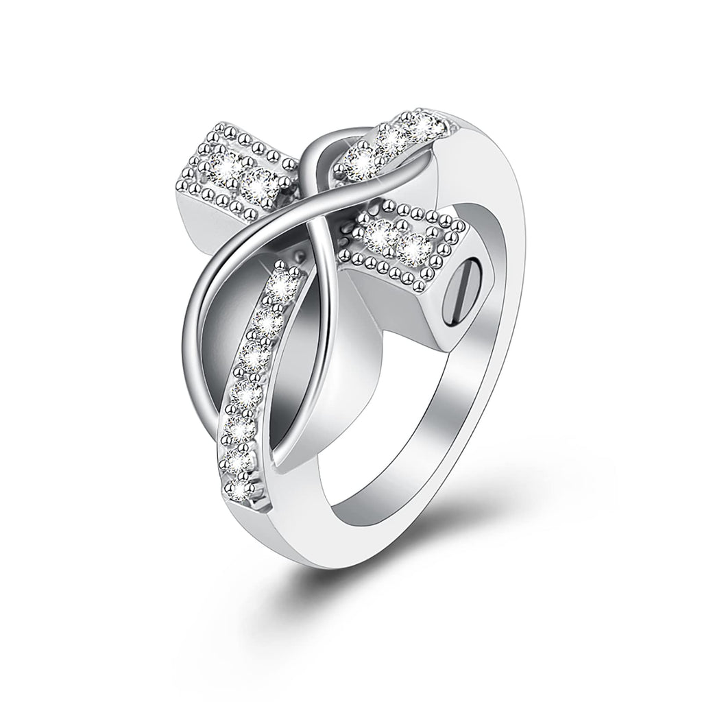 Infinity Mini Ring Hold Loved Ones Ashes Cremation Urn Ring for Women Finger Ring Memorial Jewelry