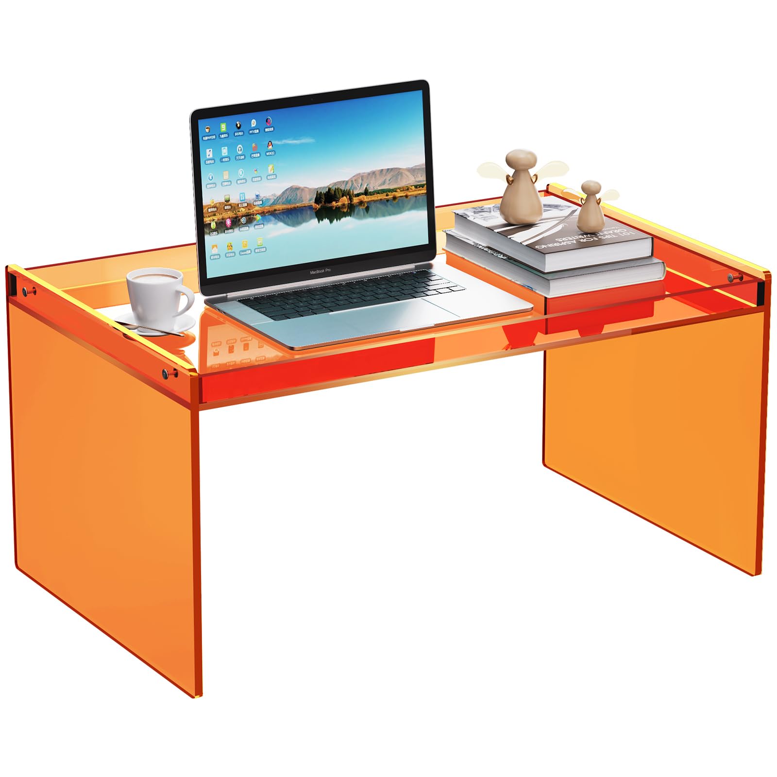 Acrylic Coffee Table, Modern Clear Rectangle Lucite Table for Living Room, Bedroom, Office (Clear, 31.5" L*19.7" W *15.7" H)