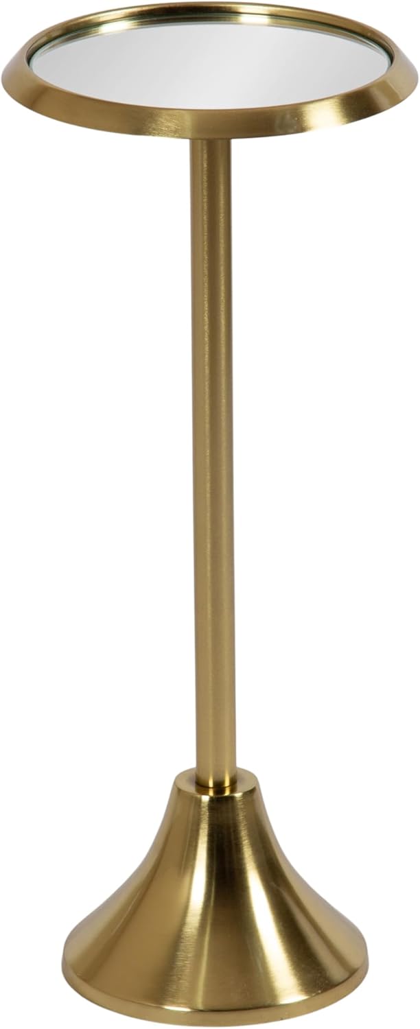 Kate and Laurel Sanzo Modern Pedestal Drink Table, 10 x 10 x 23, Antique Gold, Decorative End Table with Mirrored Tabletop for Use as Small Plant Stand or Cute Martini Table
