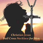 Nail Cross Necklace for Men Stainless Steel Chain 24inch 3 Nails Jesus Cross Pendant Christian Gifts for Dad 3 Colors