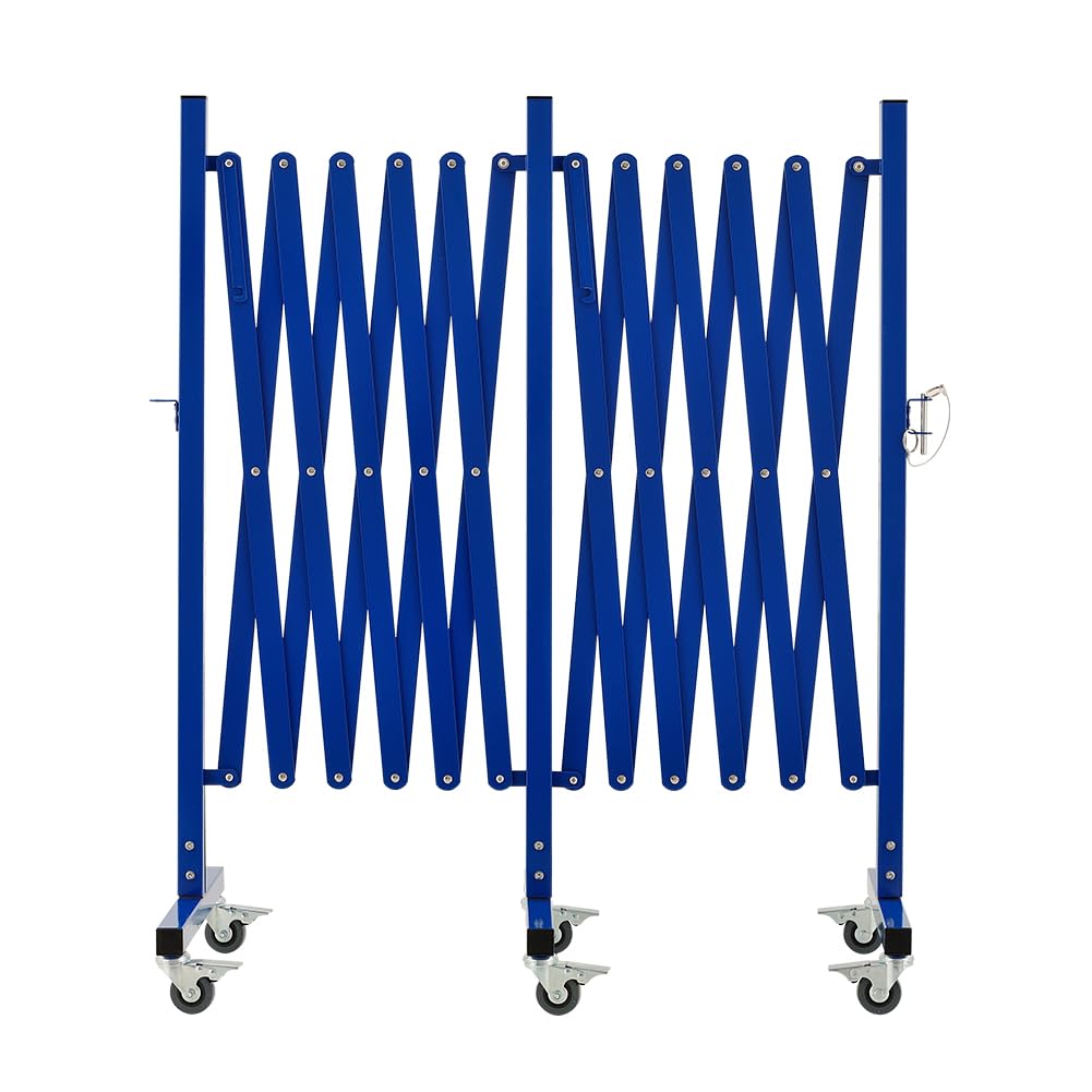 GYMTIME Industrial Expandable Metal Barricade, 16 Feet, Easily Assembled Safety Barrier with Casters, Flexible Mobile Gate, Adjustable Traffic Fence
