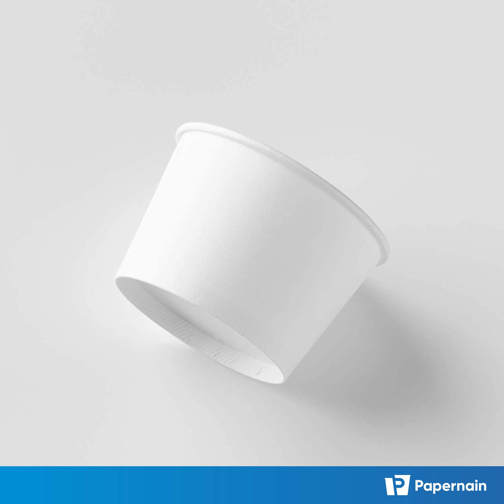 Papernain [12 oz, 100 Stück, weiße Papp-Einweg-Eisbecher, Dessertschalen