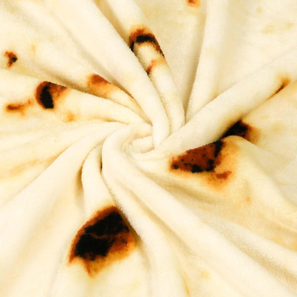 Vessia Burritos Tortilla Blanket Throw Size(Beige,47 inches), Giant Realistic Funny Food Throw for Adults and Kids, 300 GSM Double Sided Soft Novelty Round Taco Blanket