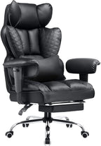COMHOMA Big and Tall Office Chair 400LBS Wide Ergonomic Gaming Chair with Deluxe Embossing Designed Leather with Foot Rest,150°Reclining Adjustable Armrests Pocket Spring Back Support and Pillow