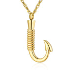 abooxiu Fishing Hook Urn Necklace for Ashes Fish Hook Stainless Steel Cremation Jewelry Memorial Pendant Keepsake for Men
