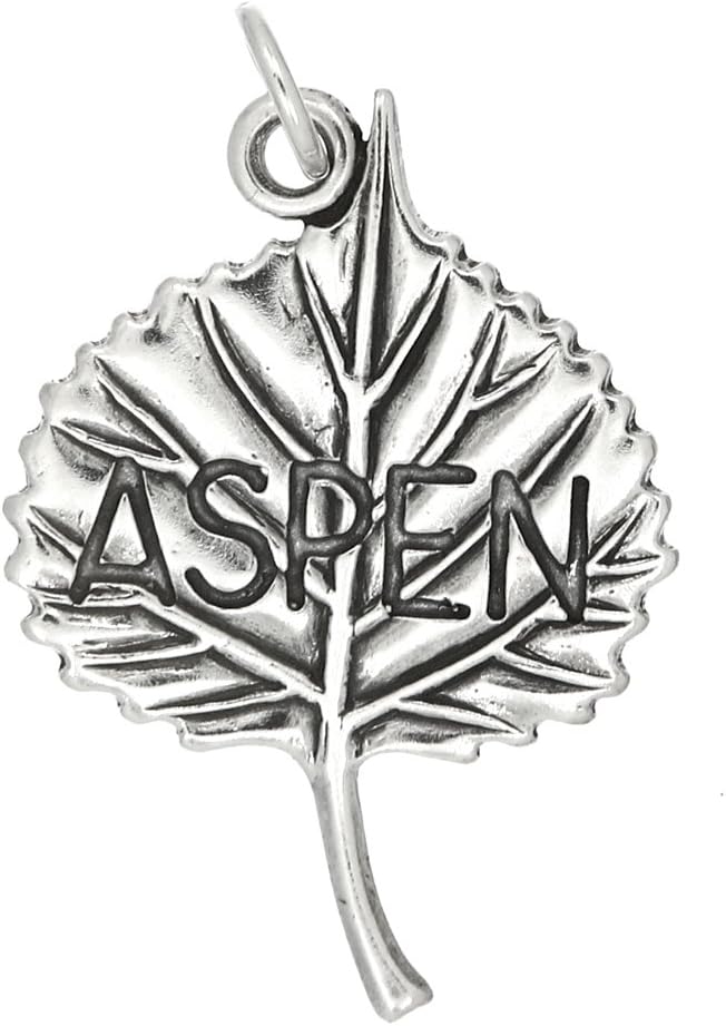 Sterling Silver Oxidized Large Aspen Leaf Charm