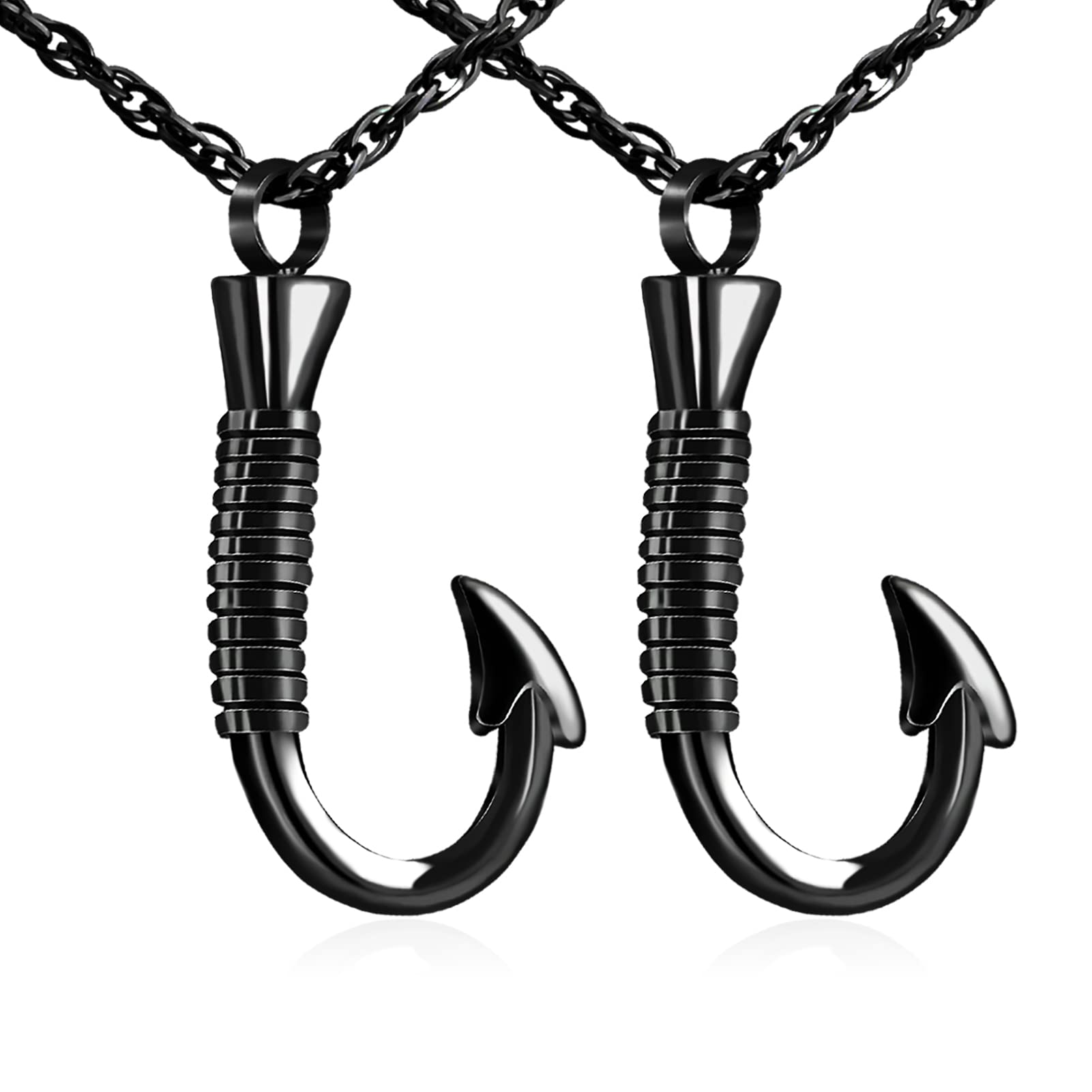 abooxiu Fishing Hook Urn Necklace for Ashes Fish Hook Stainless Steel Cremation Jewelry Memorial Pendant Keepsake for Men