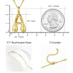 KissYan Bubble Letter Halskette, 14K vergoldet, personalisierter 3D puffiger Ballon-Anhänger mit verstellbarer Perlenkette, zierliches Schmuckgeschenk für Frauen (Gold A)