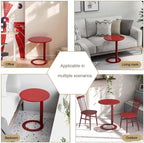 Modern C-Shaped Round Side Table for Living Room, Bedroom, and Office – Metal Coffee, and Bedside Table(Red,18.9 * 18.9 * 27.2in)