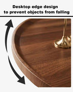 20 inches Round Coffee Table, Wooden Surface Top & Sturdy Metal Legs Coffee Table with Fluted, End Table for Living Room Bedroom Office Balcony Yard (Walnut, 20 inches)