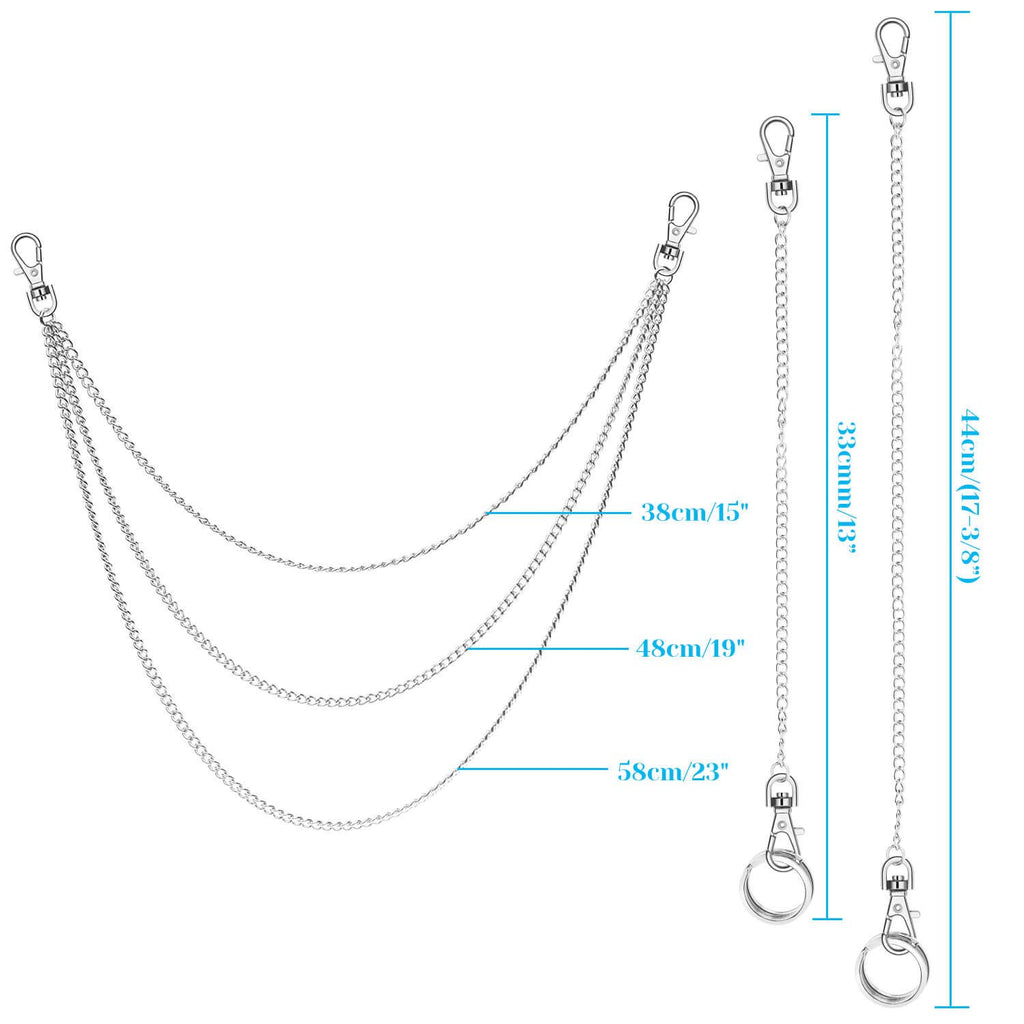 anezus 3pcs chaîne de ceinture, chaîne de poche, chaînes pour portefeuille, pantalons, jeans, accessoires gothiques pour Eboy, Egirl, hommes et femmes