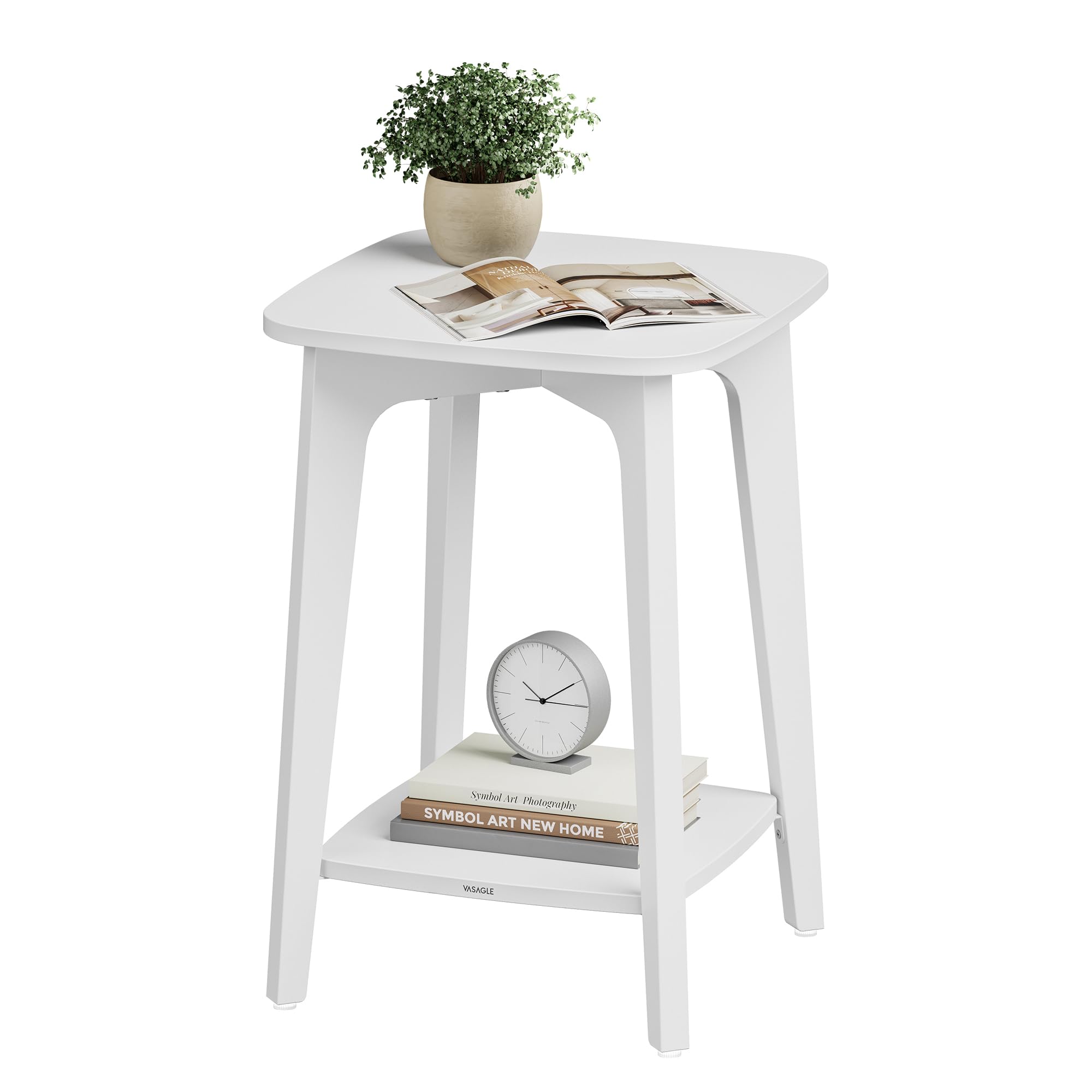 VASAGLE MAEZO Collection - Side Table, 2-Tier Small Square End Table, Nightstand with Tapered Legs, Curved Transitions, for Small Spaces, Living Room, Bedroom, Honey Brown ULET236K01