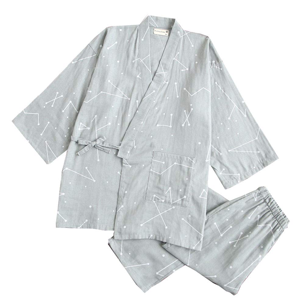 Men's Japanese Kimono Cotton Pajamas Suit