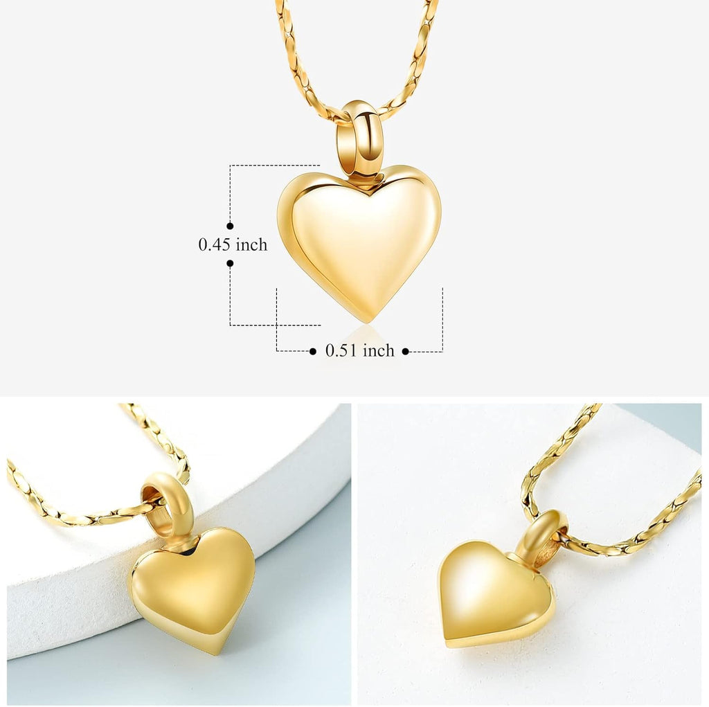 Imrsanl Small Heart Cremation Urn Necklace for Ashes Stainless Steel Memorial Ash Pendant Keepsake Jewelry