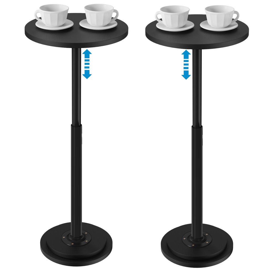 2Pack Drink Table, Small Side Table with Adjustable Height & Heavy-Duty Design, Pedestal Martini Tables for Small Spaces, Sofa Couch, Living Room, Bedroom, Supports up to 88 lbs, Rustic Brown