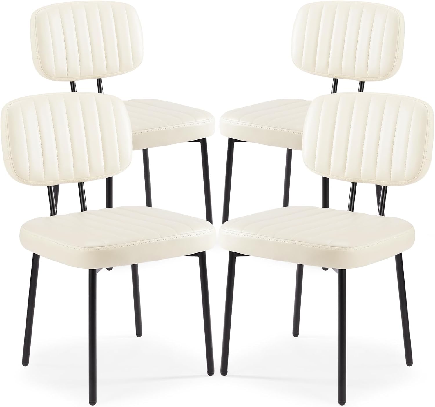 Set di 4 sedie da pranzo imbottite e in acciaio Kana Set di 4 sedie da pranzo imbottite e in acciaio Kana