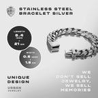 Urban Jewelry Stunning Solid Tungsten Link Bracelet for Men Polished Link, Puzzle, Ceramic Style (Silver, Black, 18K Gold Plated Option)