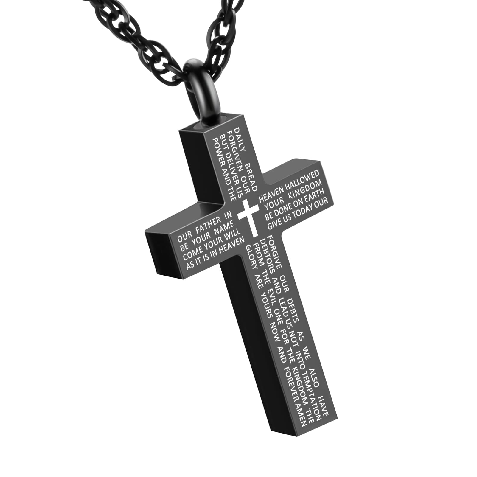 Cremation Cross Necklace for Ashes Stainless Steel Cross Urn Pendant Ashes Holder Memorial Jewelry-With Me Always