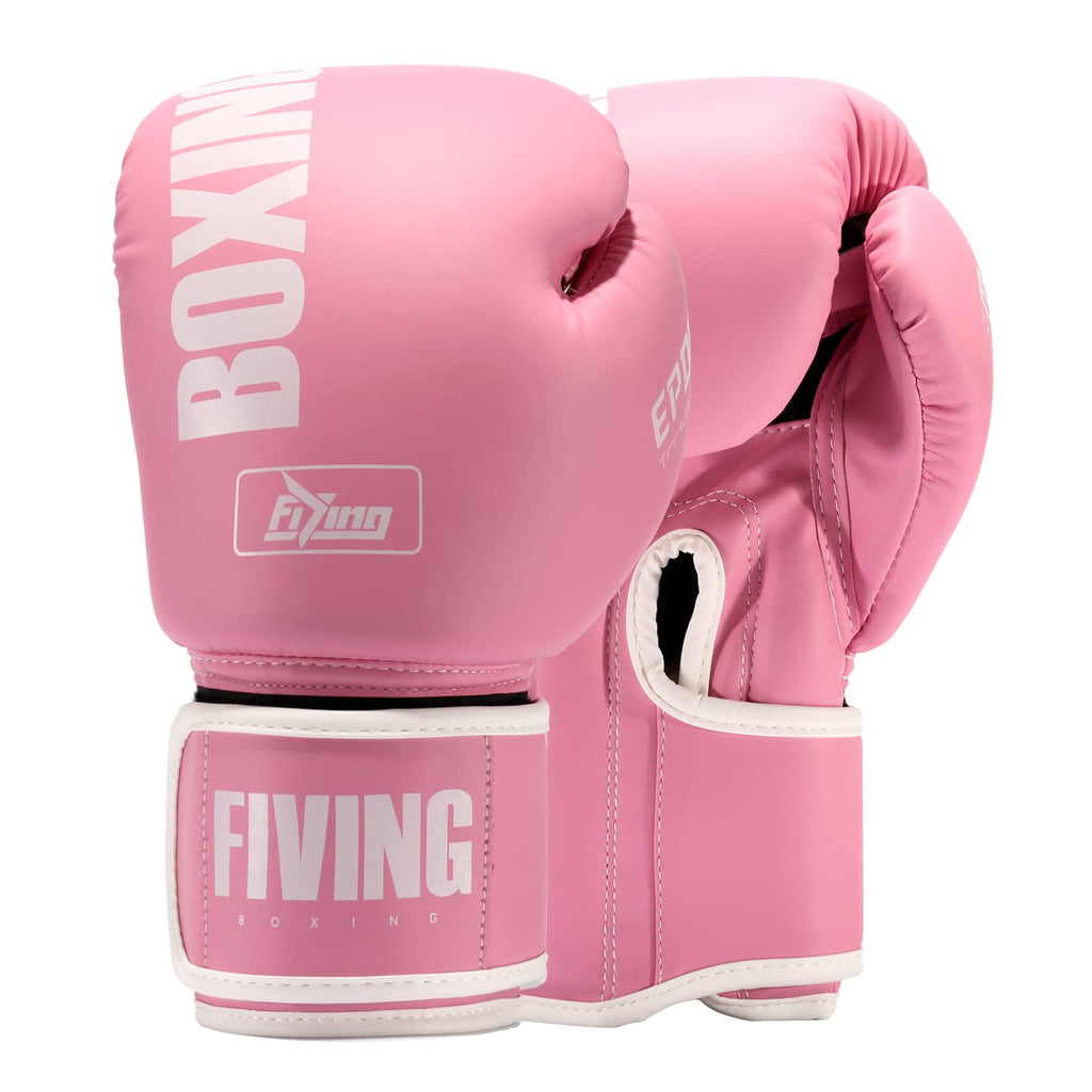 FIVING Pro Style Boxing Gloves for Women, PU Leather, Training Muay Thai,Sparring,Fighting Kickboxing,Adult Heavy Punching Bag Gloves Mitts Focus Pad Workout for Ladies