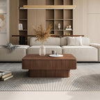 Lift Top Coffee Table with Storage for Living Room Mid Century Modern Coffee Table with Lifting Top Wood Fluted Coffee Tables with Lifts Up Tabletop for Home Apartment Office 38.6" Walnut Rectangle