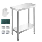 NSF 24x24 Inches Stainless Steel Table for Prep & Work with Caster, Metal Commercial Kitchen Table with Under Shelf and AdjustableTable Foot for Restaurant, Hotel, Home Kitchen, Coffee Station