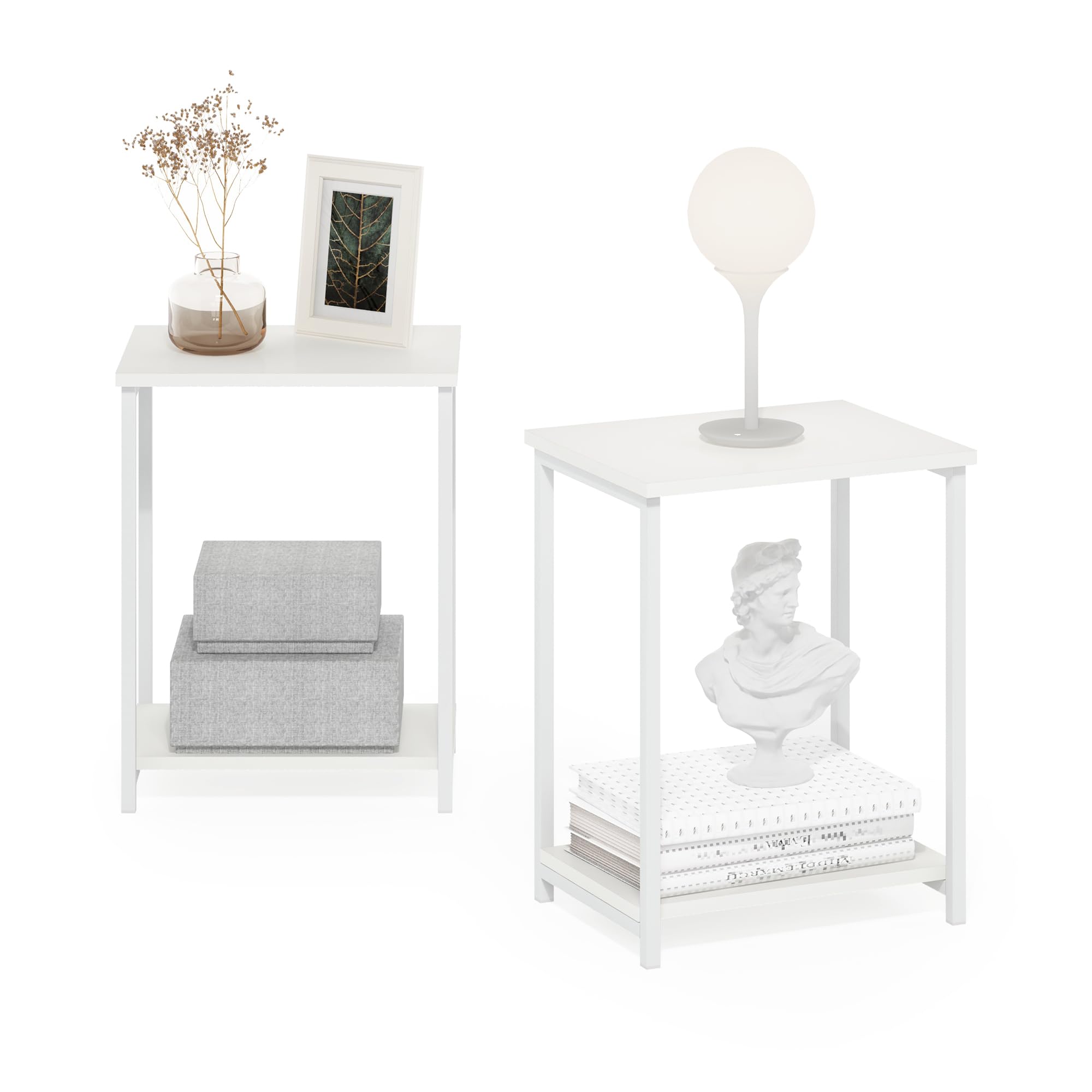 Furinno Simplistic Set of 2 End Table, Espresso/Black