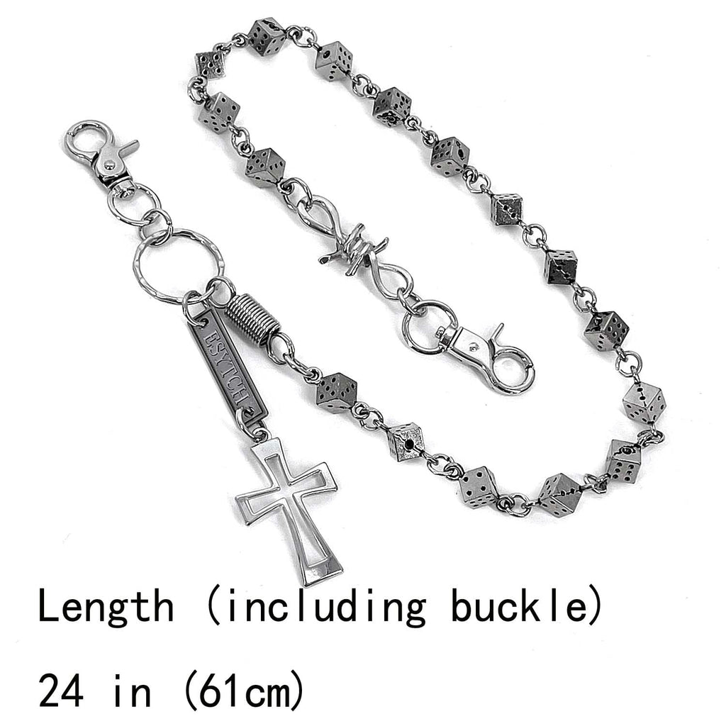 Rock Biker Dancing Dice Wallet Chain Cross Men Motorcycle Jeans Pant Chain Key Chain