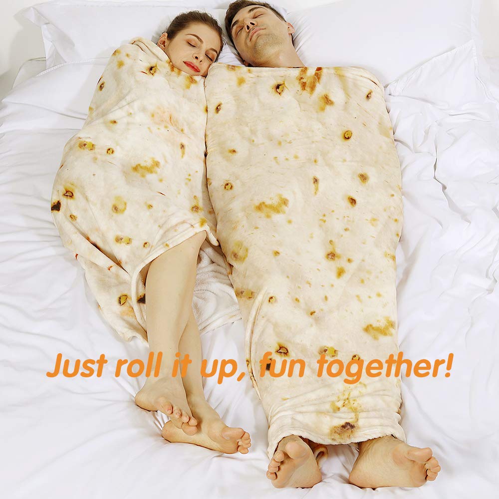 Admitrack Tortilla Blanket, Funny Realistic Round Burrito Throw for Adults & Kids (Double Sided)