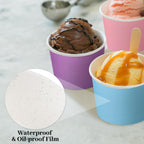 Aodaer Paper Ice Cream Cups Disposable Dessert Bowls 6 Colors Ice Cream Containers Hot and Cold Food Bowls Summer Party Treat Cups for Frozen Yogurt, Dessert, Sundae (300, 8 oz)