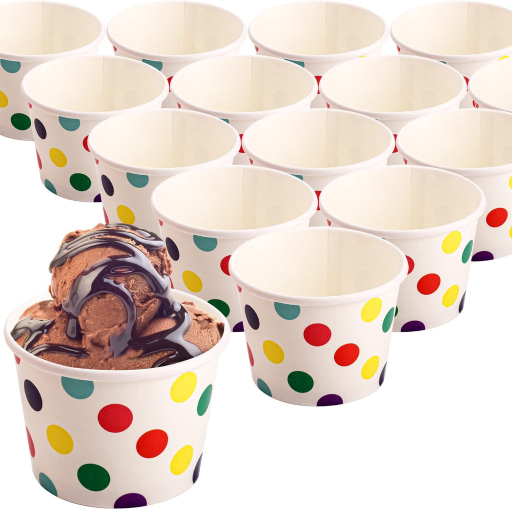 Dicunoy 60 Stück 8 oz Papp-Eisbecher mit Deckeln, Einweg-Sundae-Dessertschalen, Gefrorene Joghurtbehälter Partyzubehör für heiße und kalte Speisen, Suppe, gefrorenen Joghurt, Salat, Obst