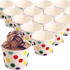 Dicunoy 60 Stück 8 oz Papp-Eisbecher mit Deckeln, Einweg-Sundae-Dessertschalen, Gefrorene Joghurtbehälter Partyzubehör für heiße und kalte Speisen, Suppe, gefrorenen Joghurt, Salat, Obst