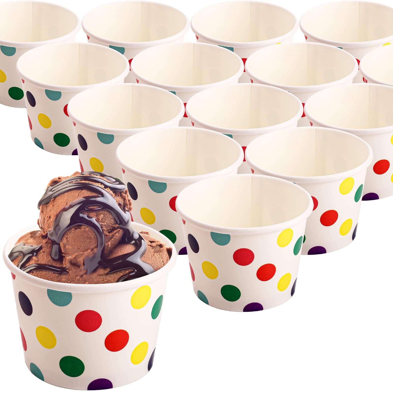 Dicunoy 60 Stück 8 oz Papp-Eisbecher mit Deckeln, Einweg-Sundae-Dessertschalen, Gefrorene Joghurtbehälter Partyzubehör für heiße und kalte Speisen, Suppe, gefrorenen Joghurt, Salat, Obst