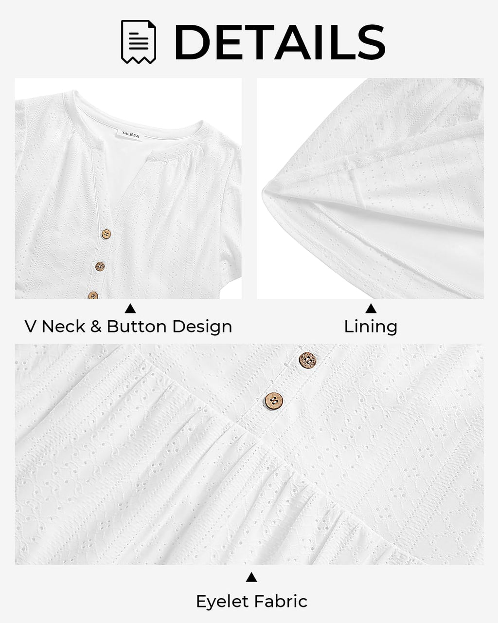 Talisea Plus Size White Dress Eyelet Summer Casual Beach Graduation Short Sleeve Ruffle Tiered Button Boho Sundress Women