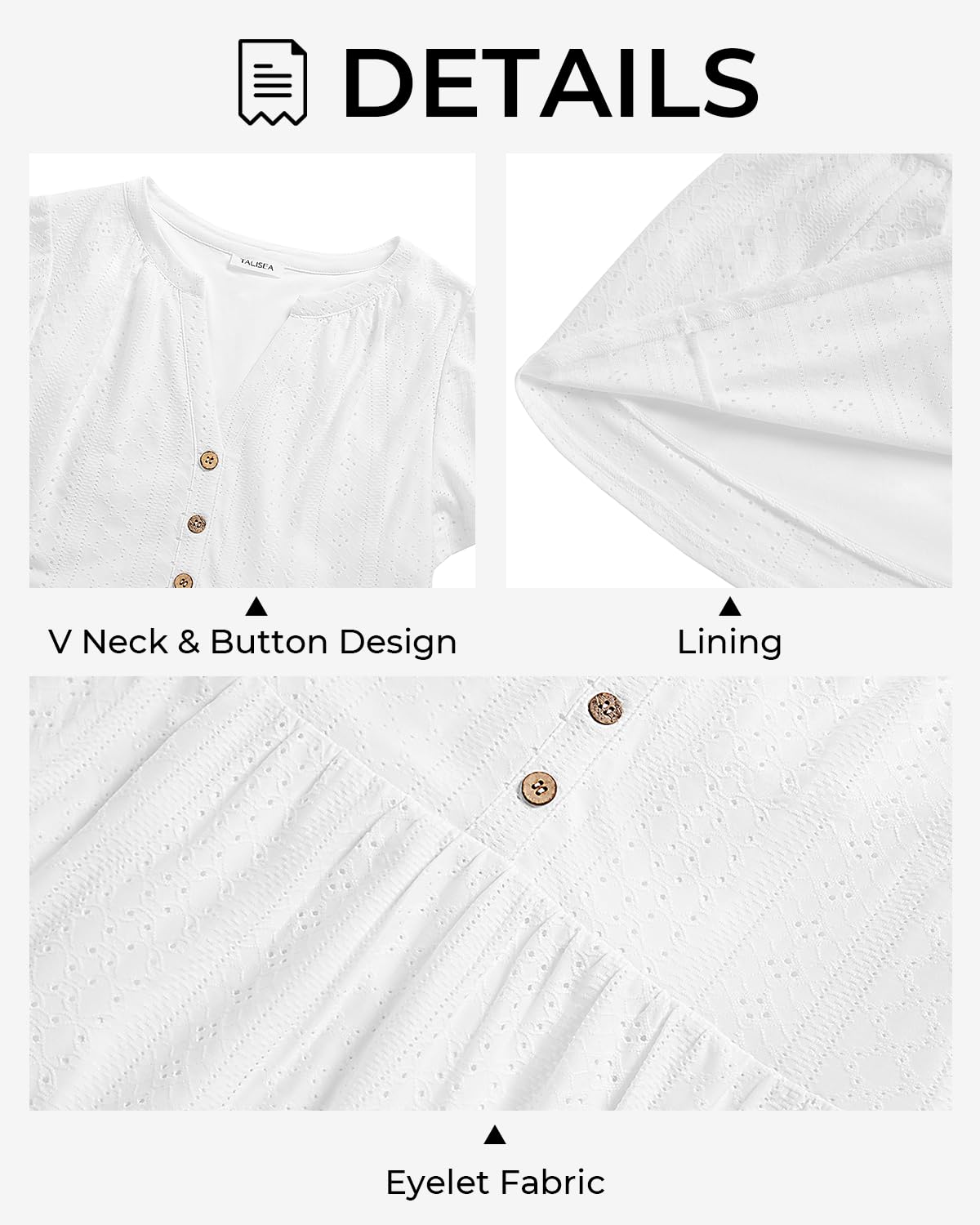 Talisea Plus Size White Dress Eyelet Summer Casual Beach Graduation Short Sleeve Ruffle Tiered Button Boho Sundress Women