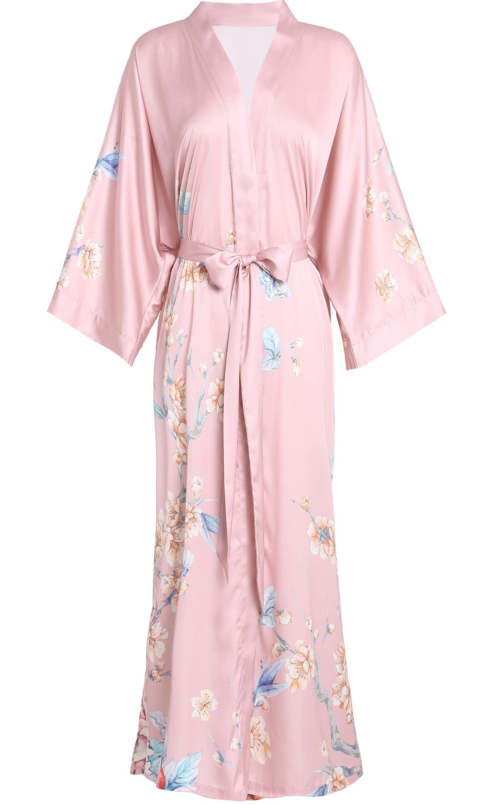 Aensso Long Soft Lightweight Silky Kimonos Robes for Women, Luxury Japanese Floral Womens Kimono Robe
