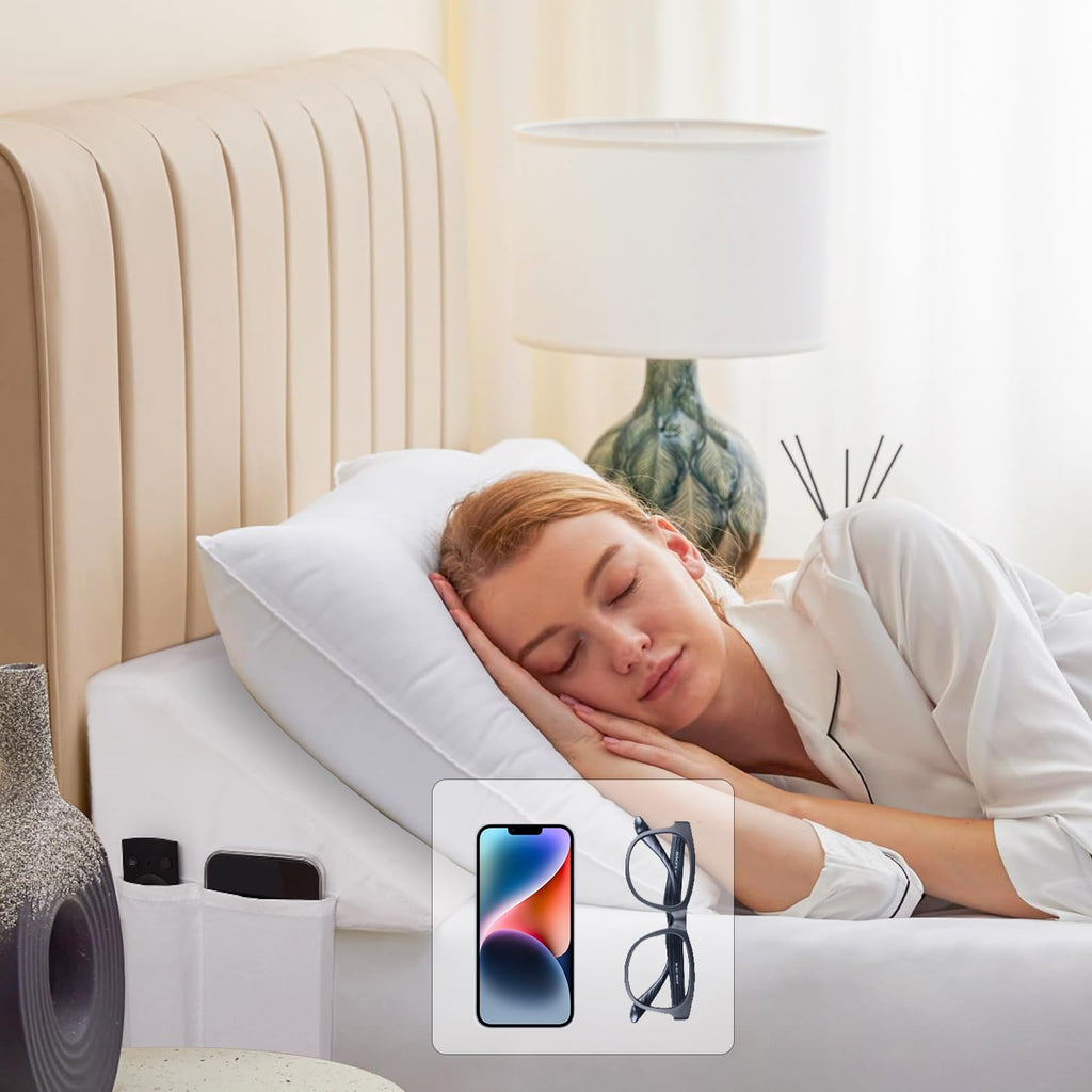 Bedluxe King Wigkussen Hoofdeinde, Bed Wigkussen voor Hoofdeinde, Schuim Hoofdeinde Kussen, Bed Kloofvuller King - Vul de Kloof (0-7") Tussen Hoofdeinde en Matras (Wit, 76"x10"x6")