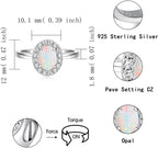 Sterling Silver Opal Cremation Urn Ring: Women Cremation Memorial Keepsake Ring for Ashes With Cubic Zirconia Bereavement Jewelry Gift for A Loss of The Loved One