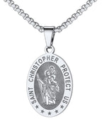 U7 St. Michael Necklace for Men Women Stainless Steel/18K Gold Plated Biblical Archangel Medal Round/Oval/Shield Patron Saint Christopher/Michael Pendant with 22" Box Chain