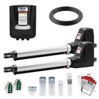 TOPENS AT6132S Solar Dual Swing Gate Opener Medium Duty Automatic Gate Motor for Double Swing Gates Up to 18ft per Arm, Electric Driveway Gate Operator AC Powered with Solar Panel Remote Control Kit