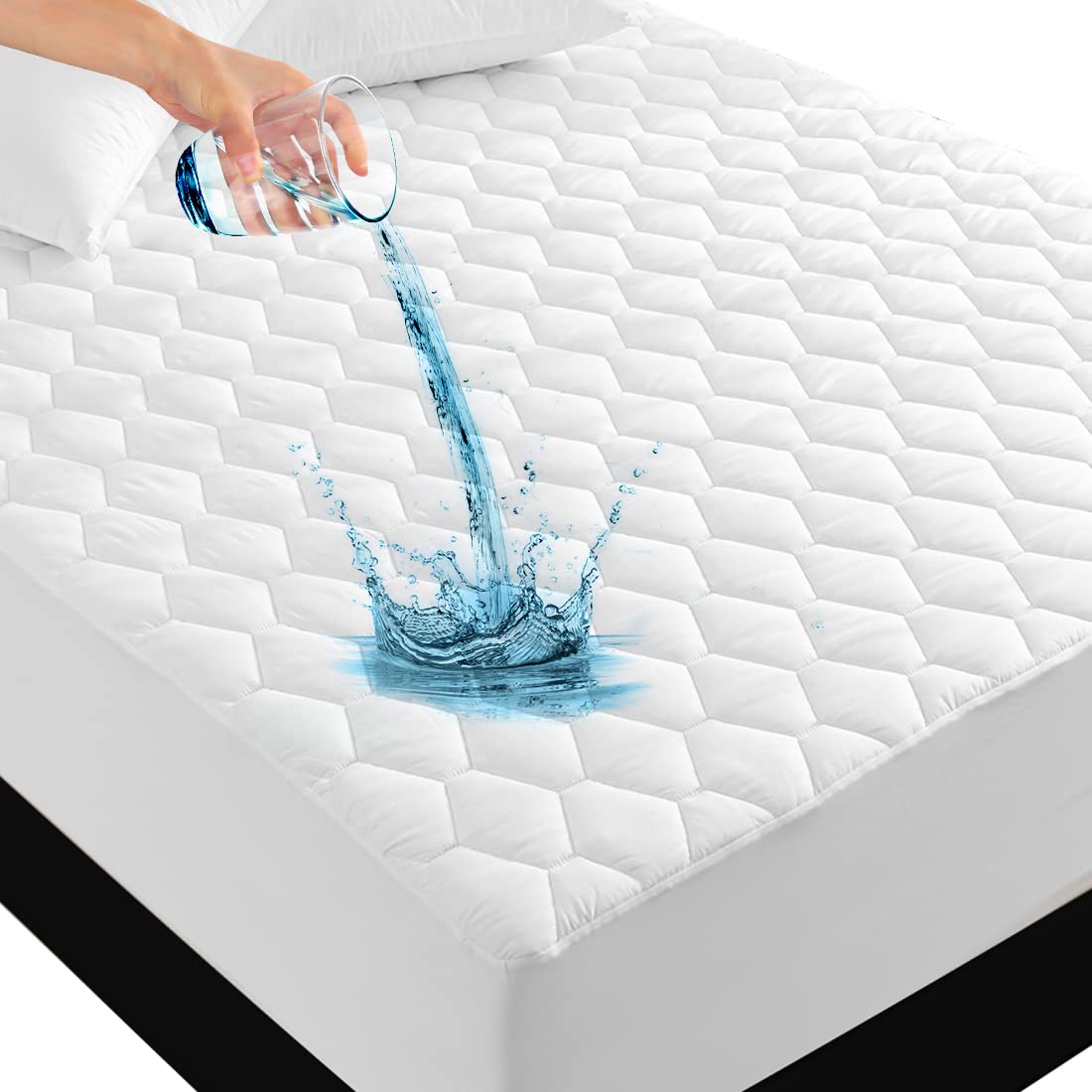 2 Pack Twin Waterproof Mattress Protector Deep Pocket Mattress Cover, Soft Breathable Mattress Pad, Fitted Noiseless Waterproof Bed Cover Stretch to 19"