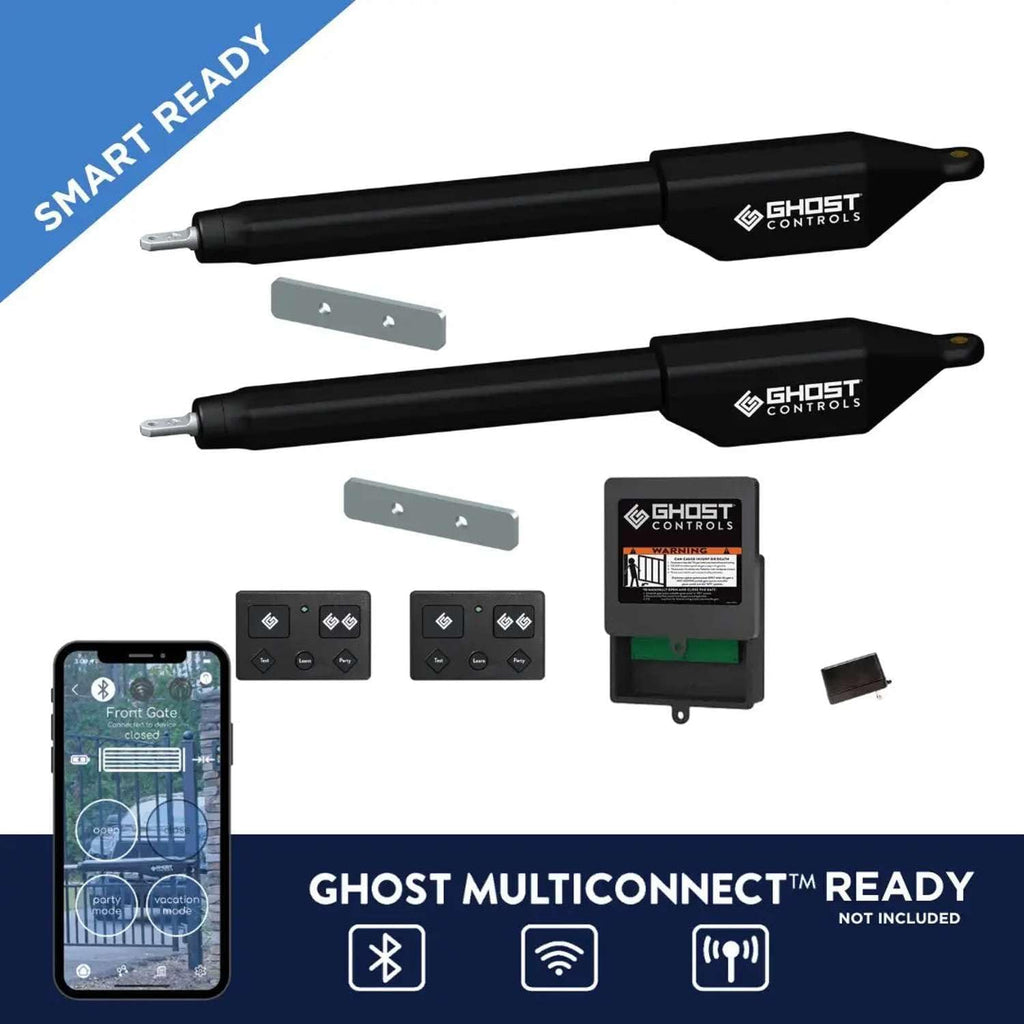 Ghost Controls Automatic Gate Opener Kit for Column Mounted and Decorative Driveway Swing Gates with Gate Opener Remote - Solar Capable - Manor Series - Model HDP2