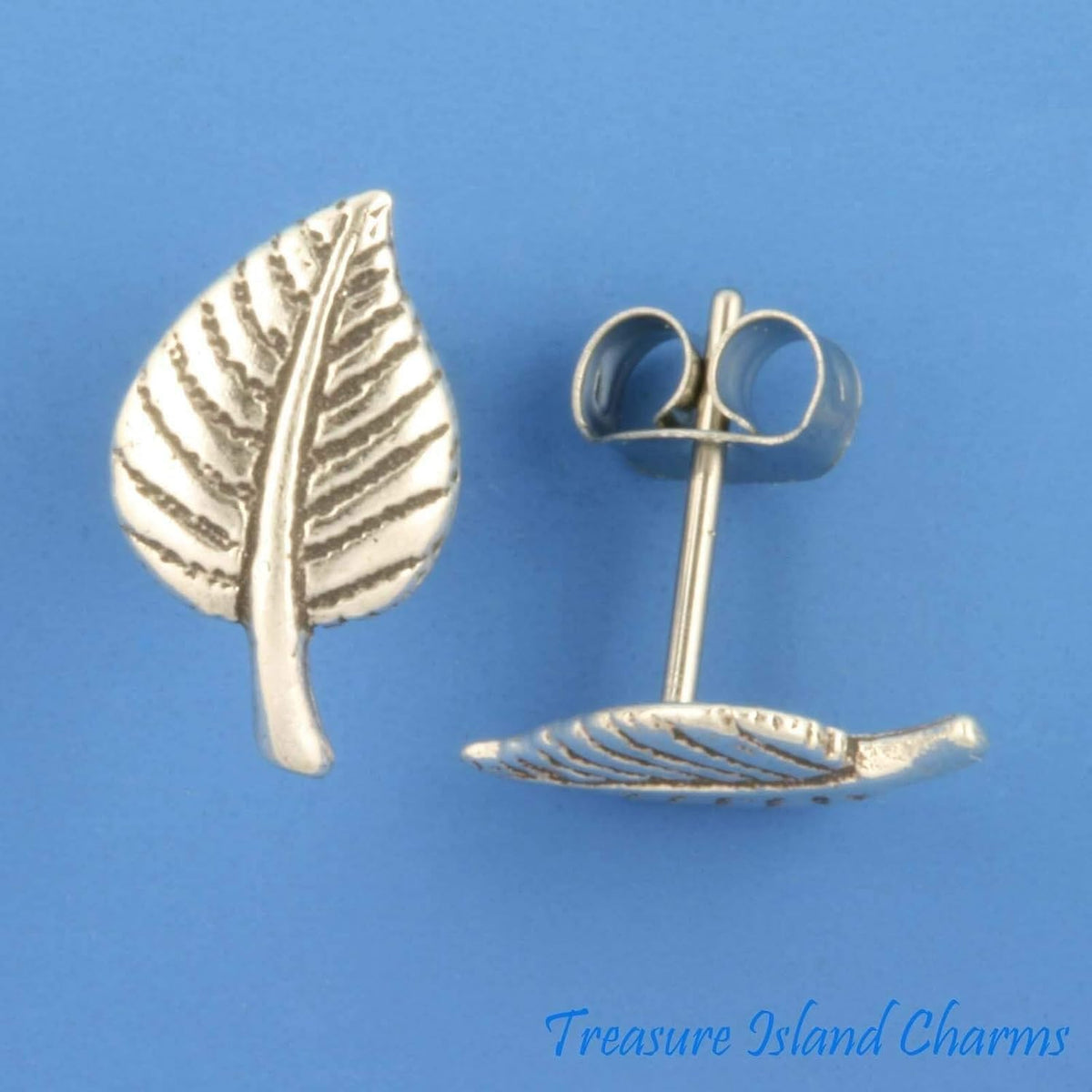Aspen Leaf 925 Solid Sterling Silver Stud Post Earrings Hypoallergenic Posts
