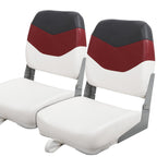 Seamander Low-Back Padded Boat Seats,Fishing Boat Seats with Back Pocket & Breathable Mesh Bottom - 110° Ergonomic Design,Fold-Down Seats