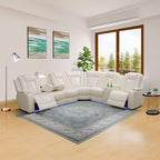 Power Recliner Sofa Set With LED, Leather Furniture Reclining Couch With USB Port/Storage/Cup Holder for Living Room Office Home (Sofa+Loveseat+Chair, Black)