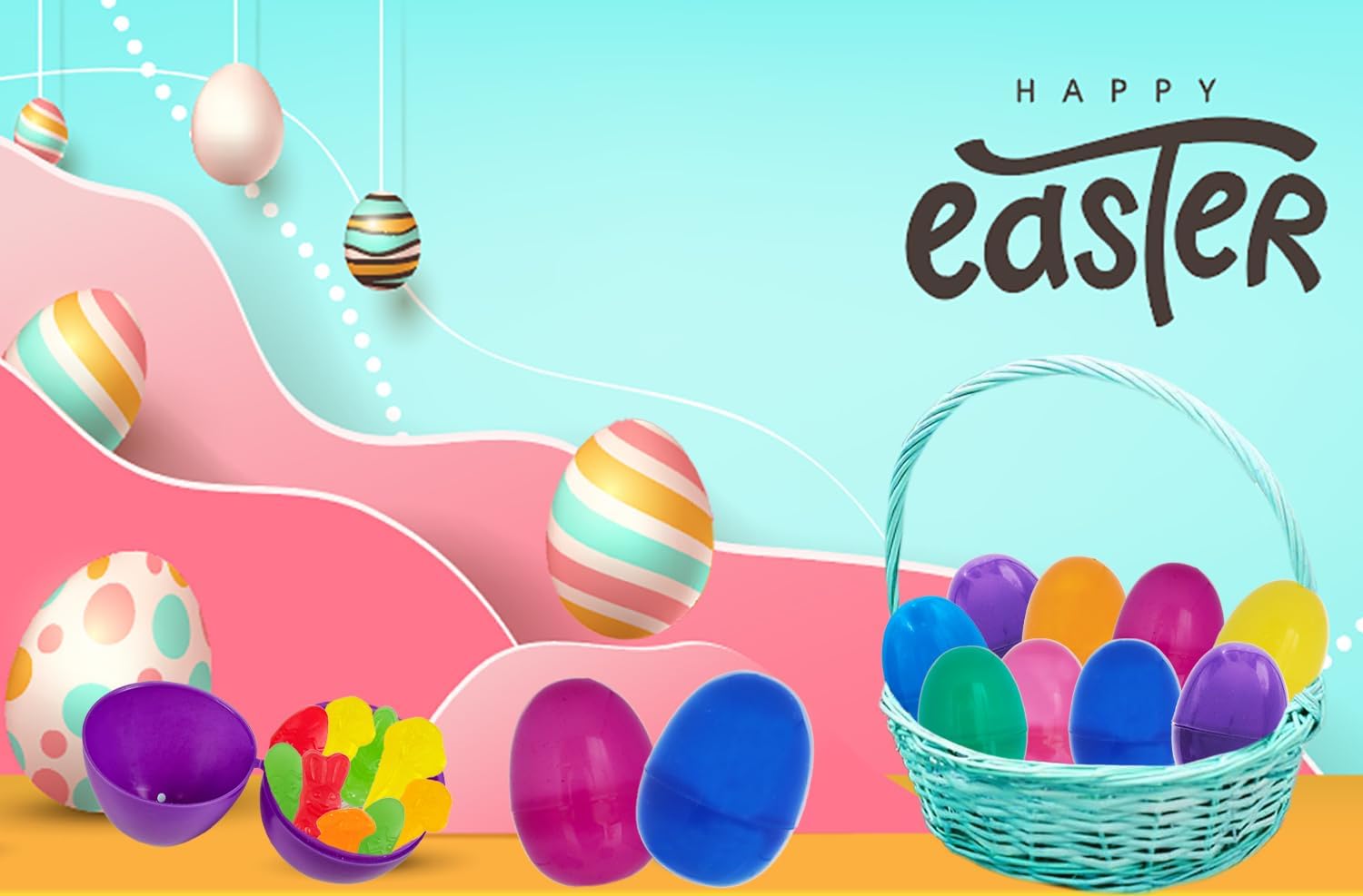 The Dreidel Company Fillable Easter Eggs 50 Pack with Hinge Bulk Colorful Bright Plastic Easter Eggs, Perfect for Easter Egg Hunt, Suprise Egg, Easter Hunt, 2.25" Assorted Colors (50-Pack)