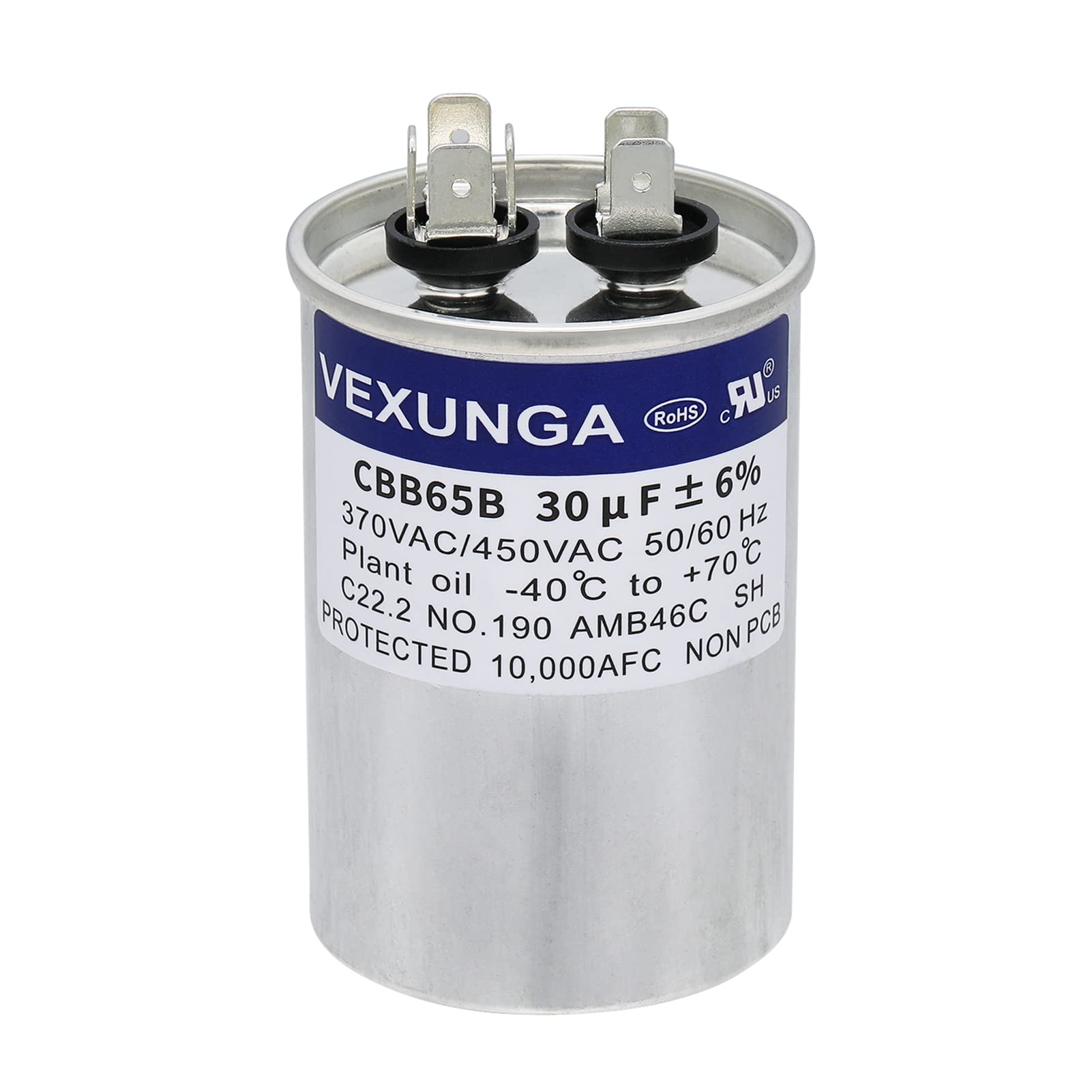 45/5 uF 45+5 MFD 370V or 440V Dual Run Start Round A/C Capacitor 45 5 uF 370 440 Volt VAC CBB65B Air Conditioner Capacitors for AC Unit Fan Motor Start or Heat Pump or Condenser Straight Cool