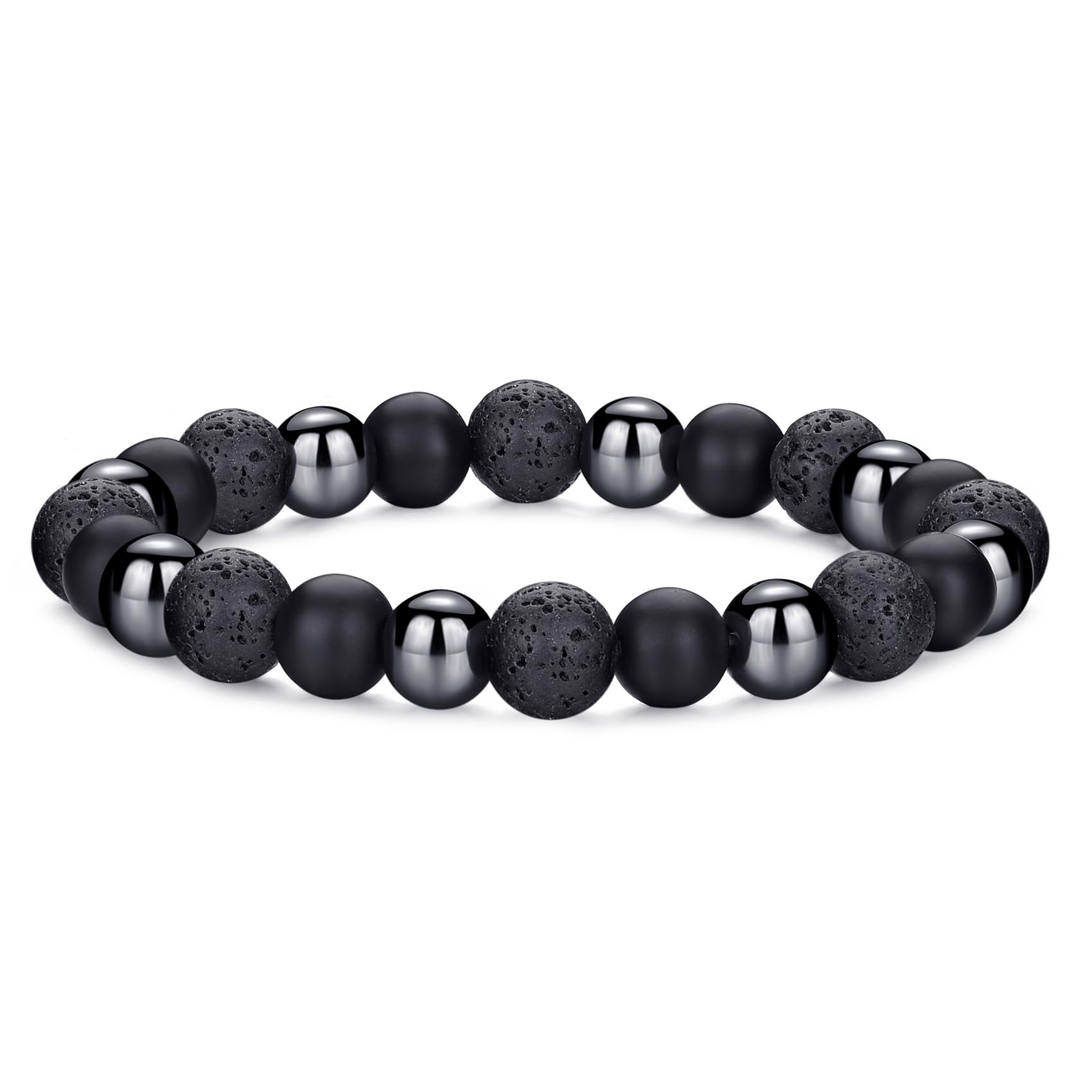 RANKEEF Mens Bead Bracelet Set - Adjustable Elastic Rope With 6&8MM Natural Stone Multi-Colored Beads - Tiger Eye Bracelets for Men - Gift